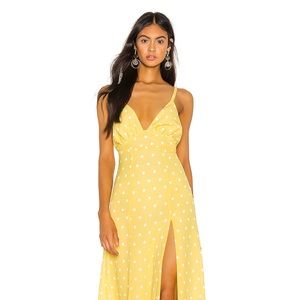 Tatiana Maxi Dress in Yellow & White Dot